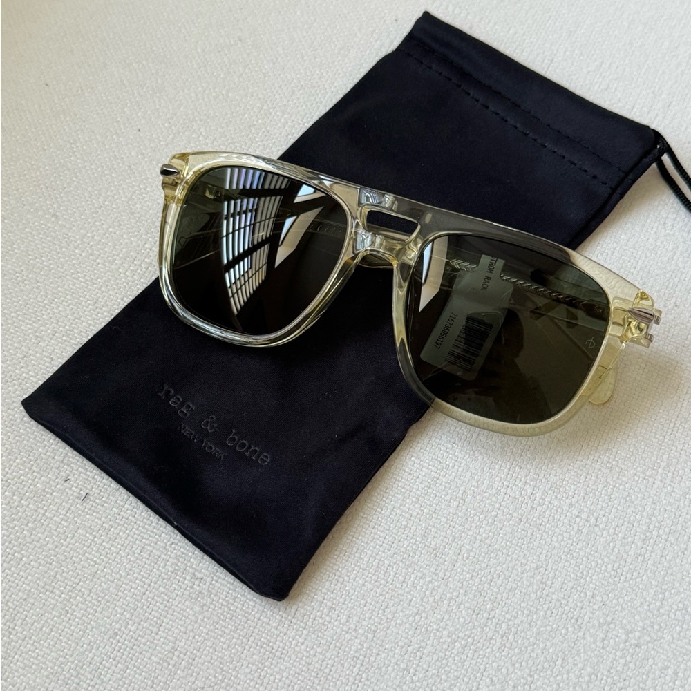 NWT Rag and bone clear yellow-tinted neutral tan plastic sunglasses.